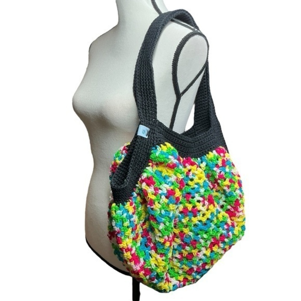 Large Crochet Mesh Market Bag Cotton and‎ Acrylic Handcrafted Handmade Reusable